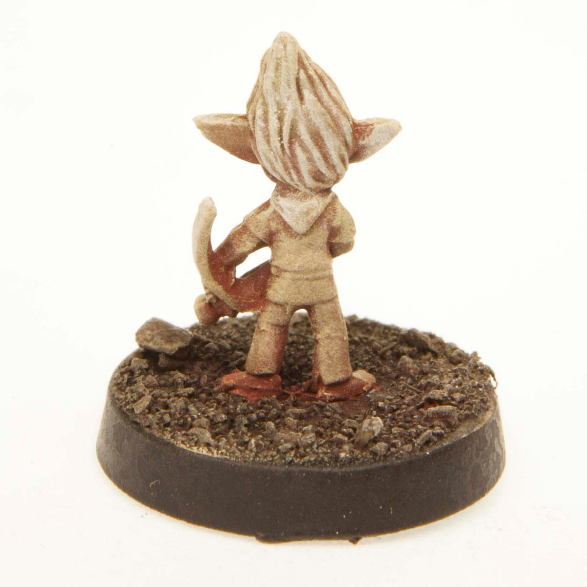 Primed pewter Gnome Boy miniature, 19mm tall, another view