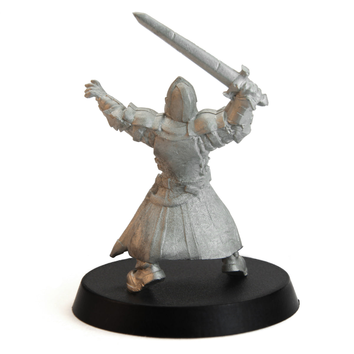 Unpainted pewter Tytantroll Guard Swordsman miniature, 48mm tall, another view
