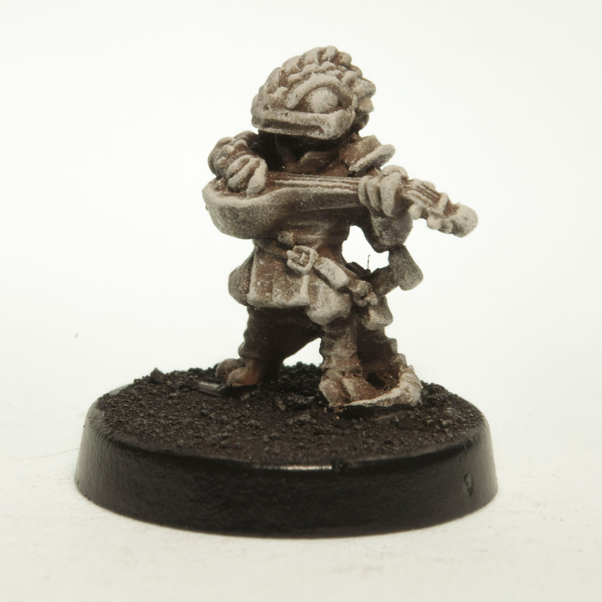Primed pewter Kobold Bard miniature, 17mm tall