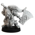 Unpainted pewter Dwarven Kabukimono miniature, 32mm tall