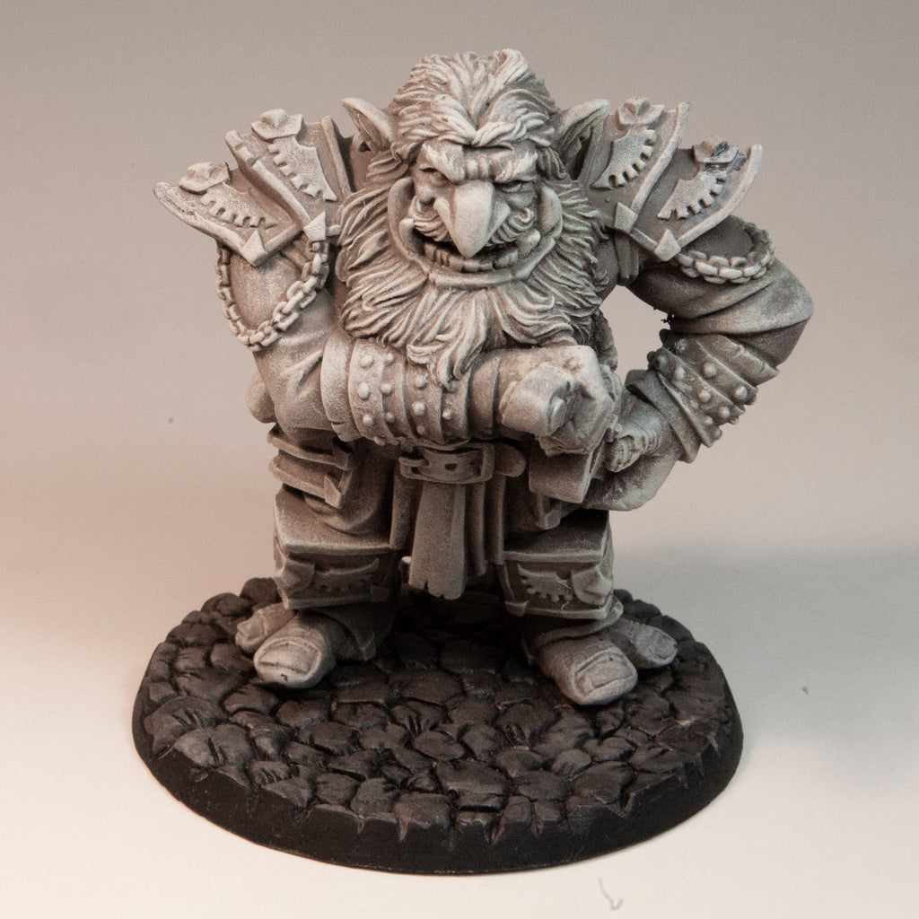 Primed resin Troll Captain miniature, 67mm tall