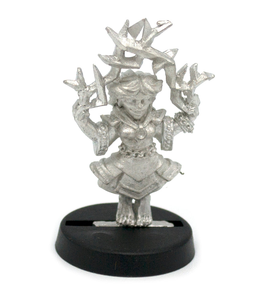 Unpainted pewter Halfling Mage miniature, 33mm tall, another view
