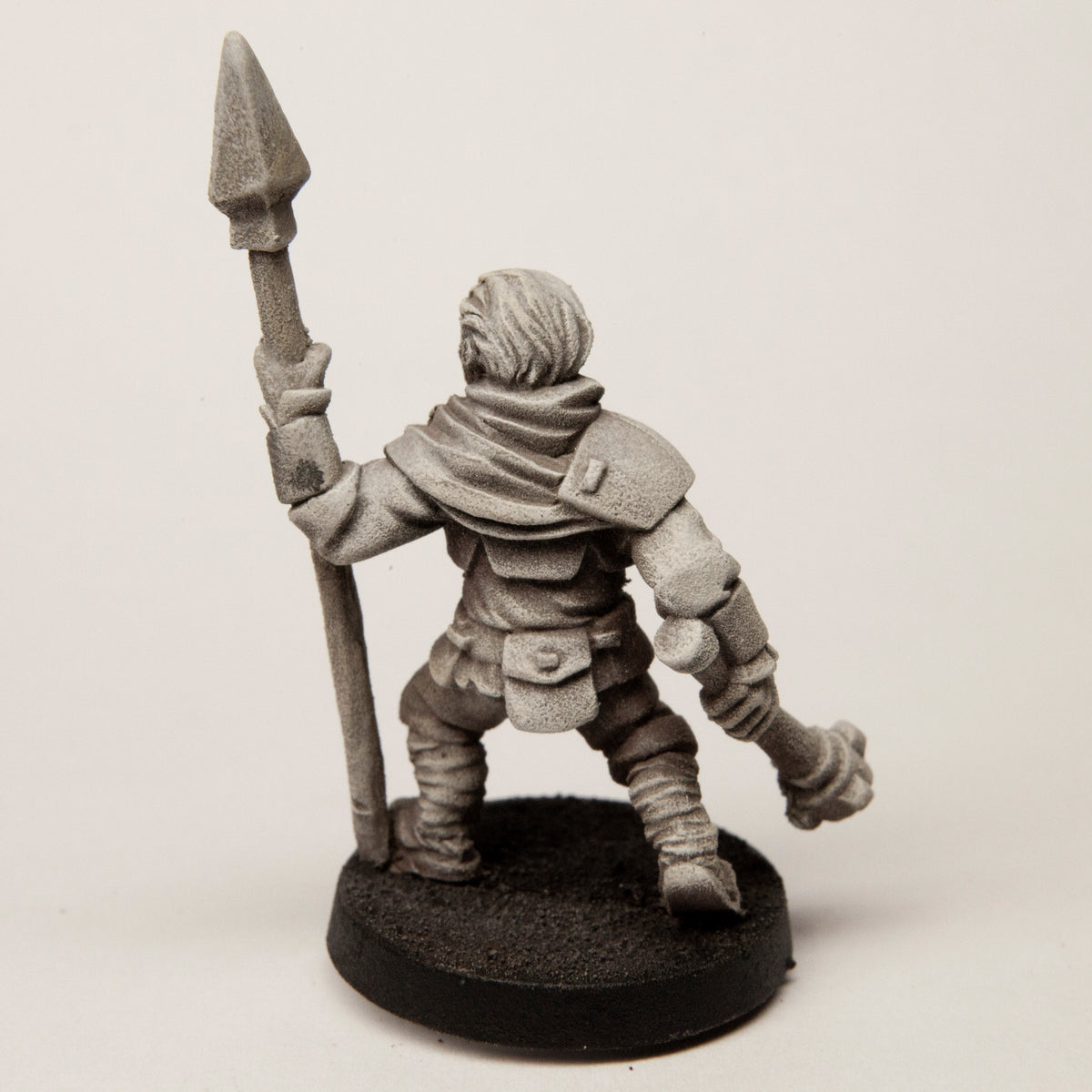 Primed pewter Male Human Guardsman miniature, 44mm tall, another view
