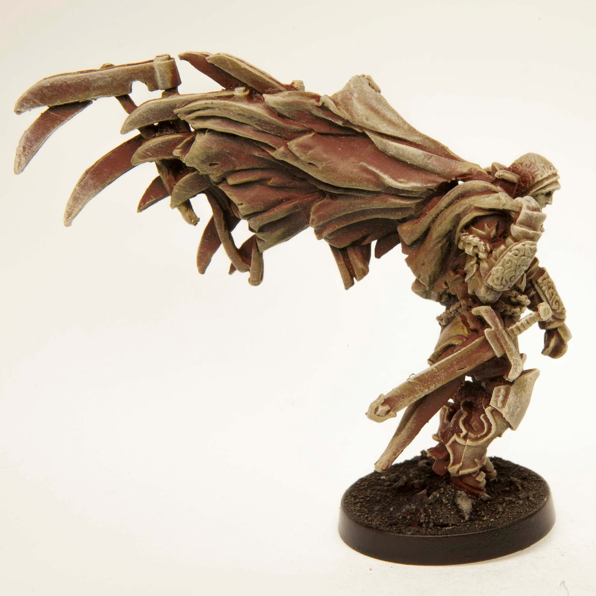 Primed pewter Elf Destroyer miniature, 45mm tall, another view