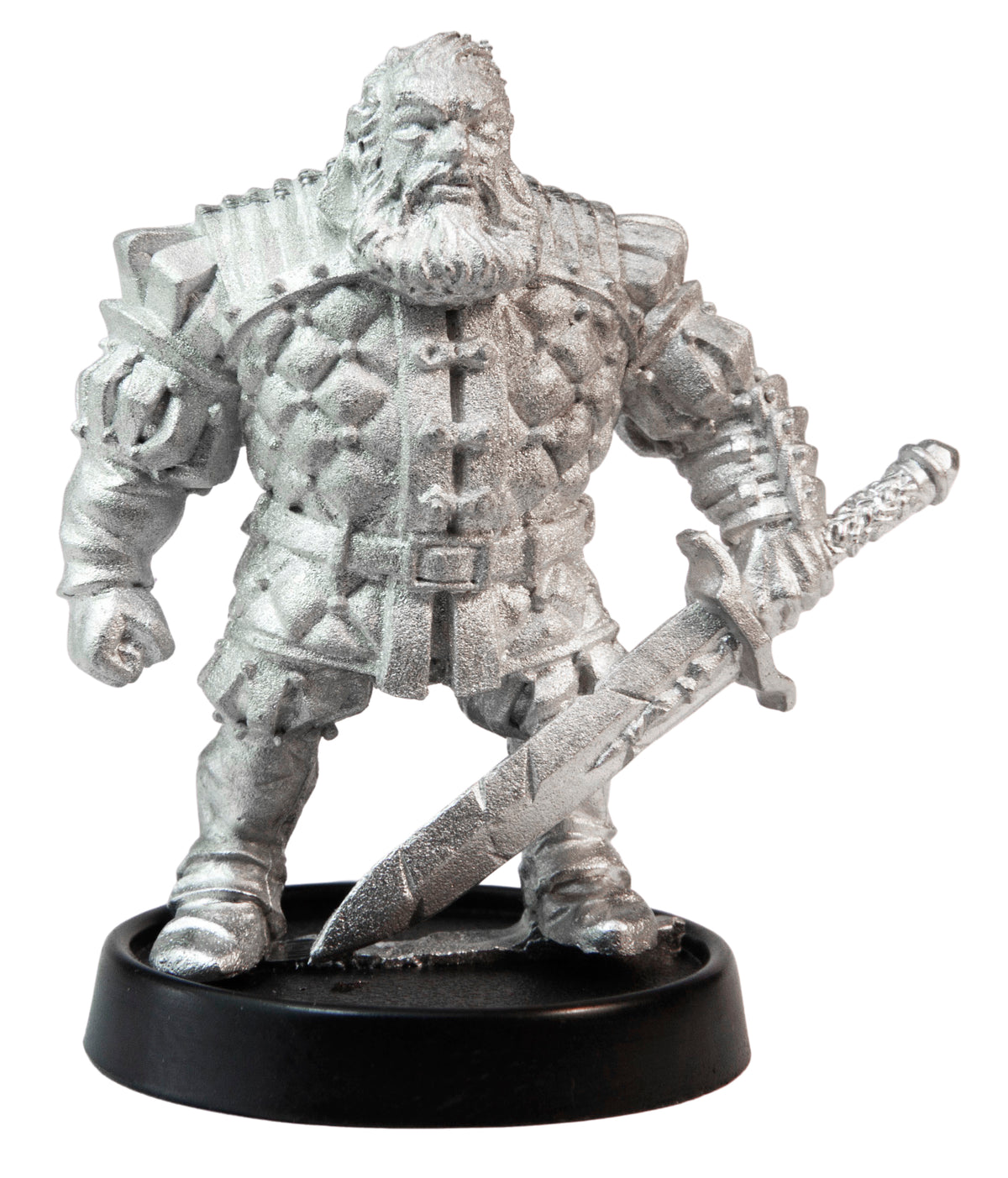 Unpainted pewter Male Human Blademaster miniature, 37mm tall, another view