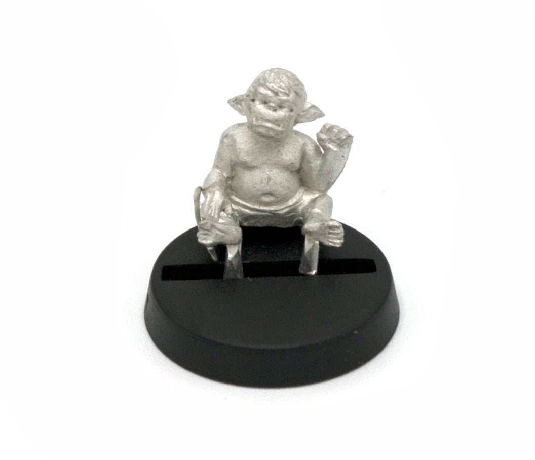 Unpainted pewter Half-Orc Baby miniature, 11mm tall, another view