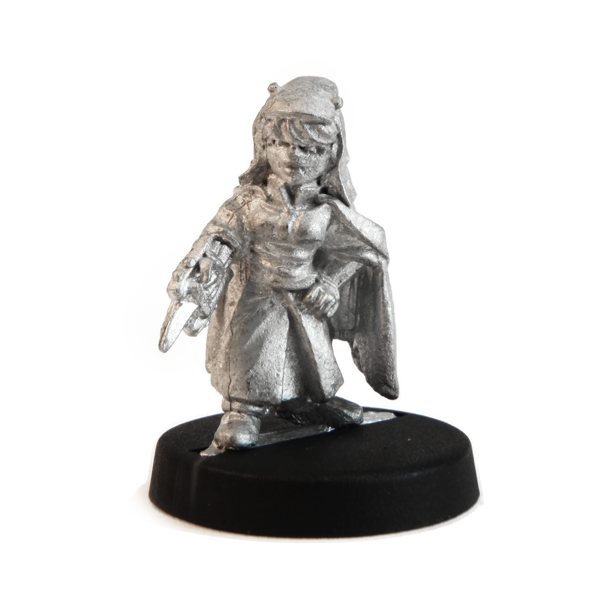 Unpainted pewter Gnome Duskblade miniature, 21mm tall