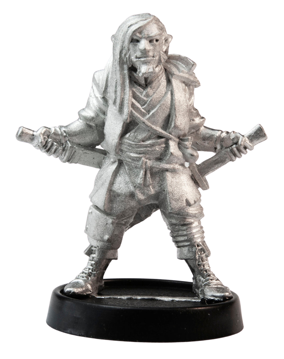 Unpainted pewter Male Half-Orc Ronin miniature, 38mm tall
