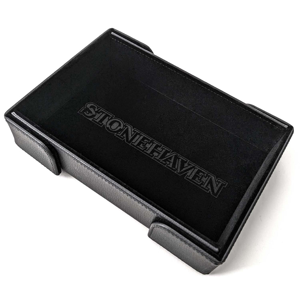 Stonehaven Winter Black Velvet and PU Leather Magnetic Dice Tray