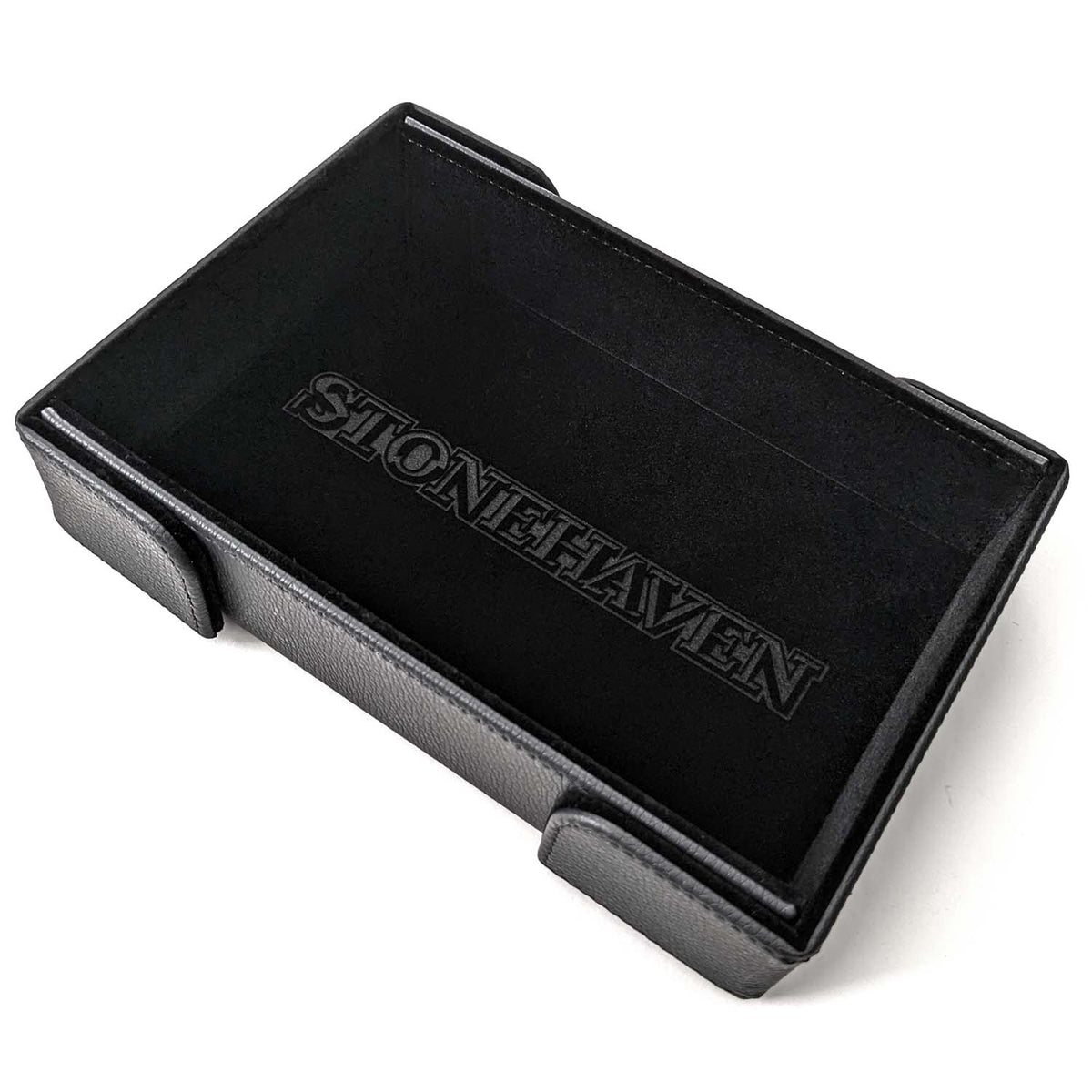 Stonehaven Winter Black Velvet and PU Leather Magnetic Dice Tray