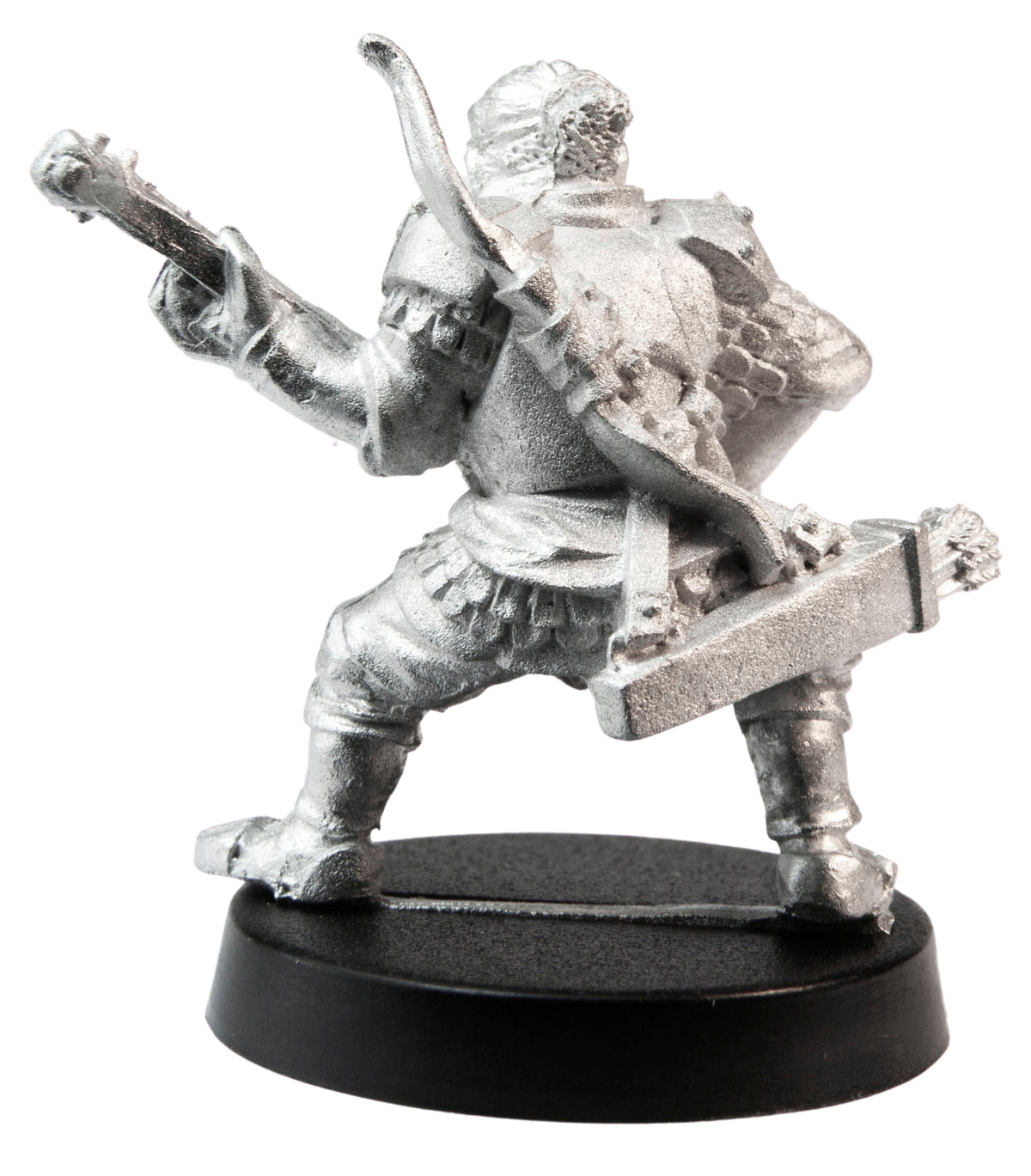 Unpainted pewter Male Human Bard miniature, 33mm tall, another view