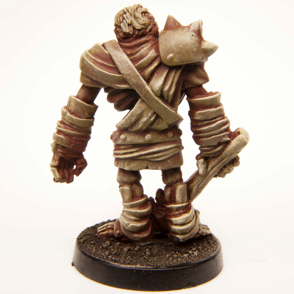 Primed pewter Half-Orc Undead miniature, 36mm tall, another view
