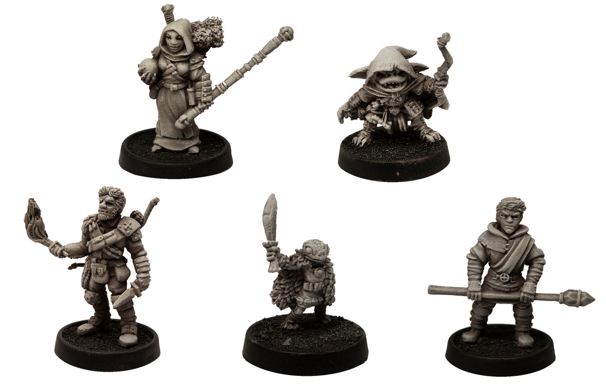 5 Piece Defenders of the West Gate Set, unpainted pewter miniatures