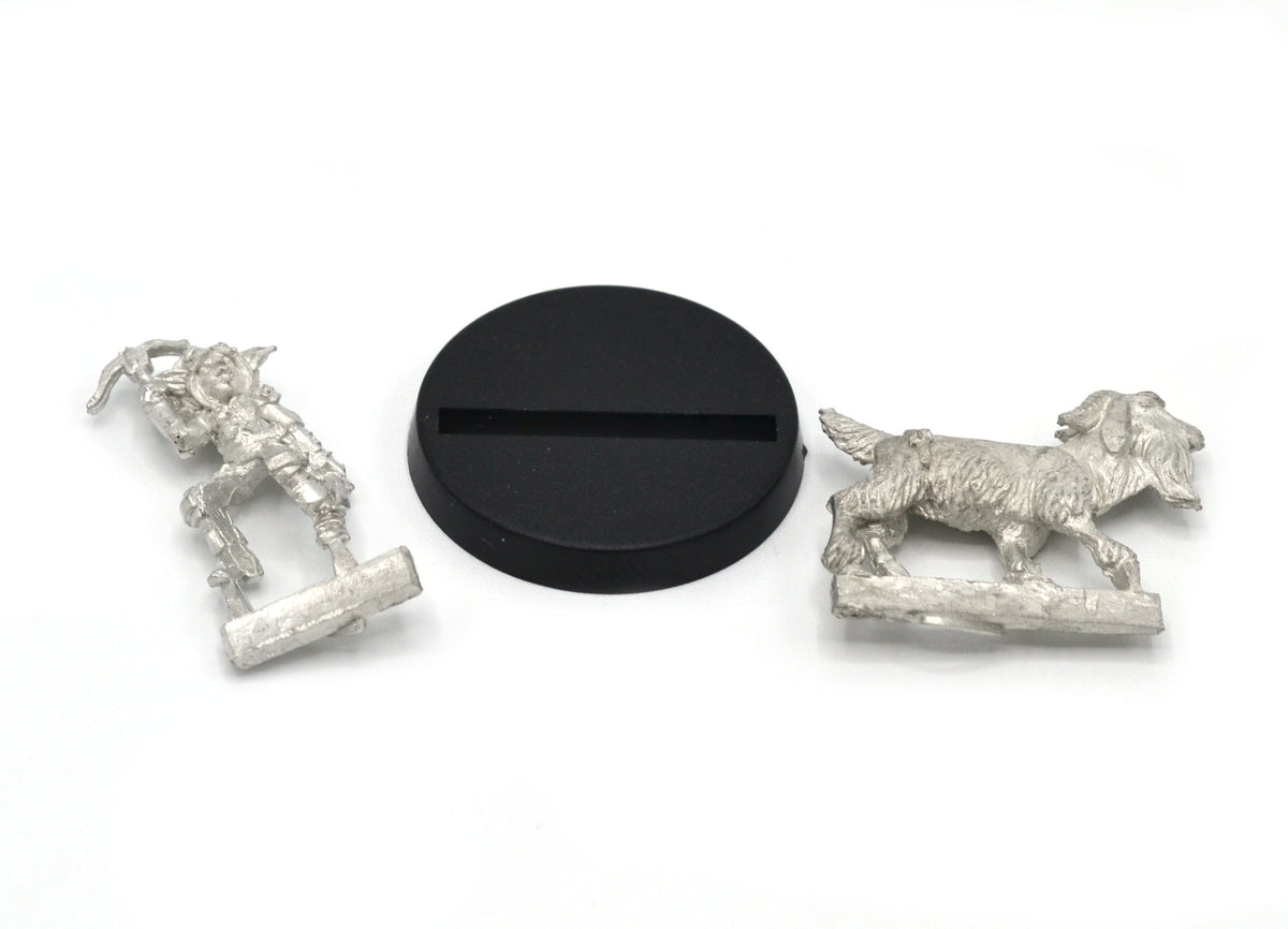 Unpainted pewter Gnome Scout Mounted miniature, 30mm tall