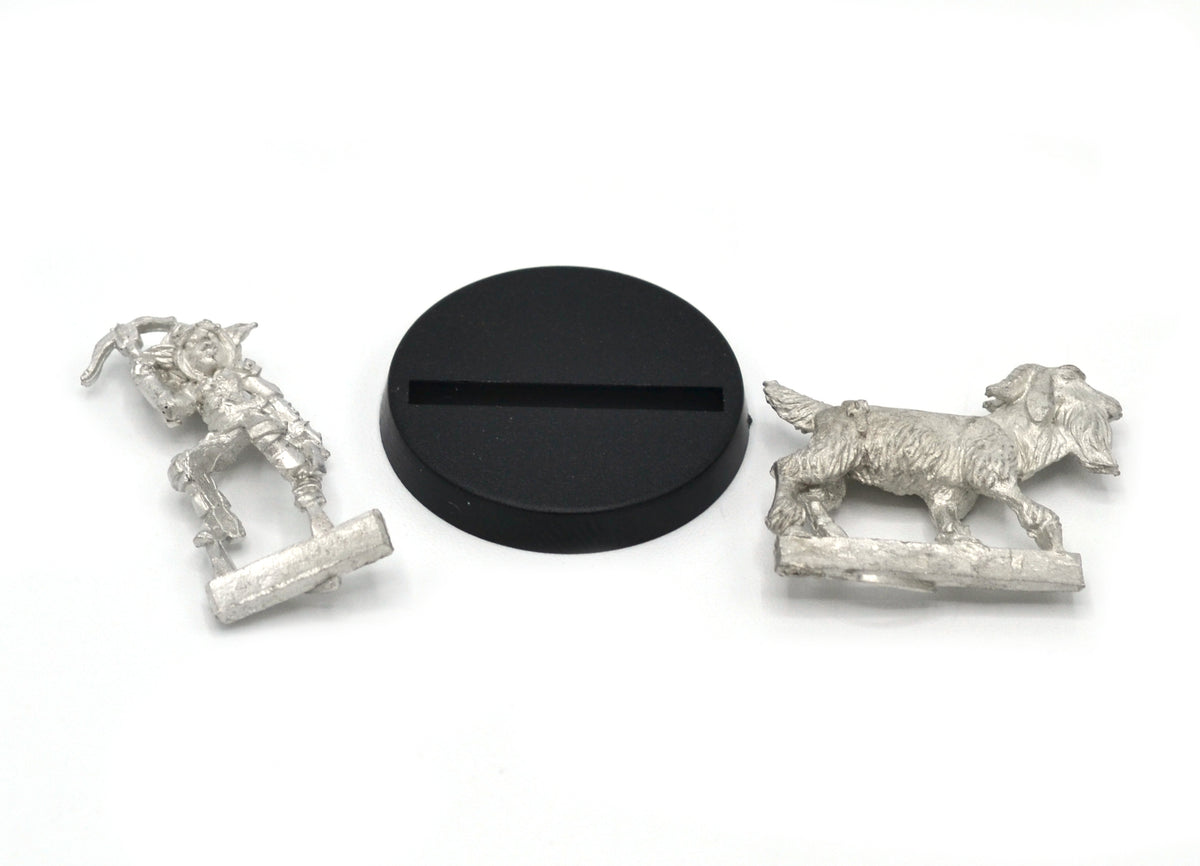 Unpainted pewter Gnome Scout Mounted miniature, 30mm tall, another view