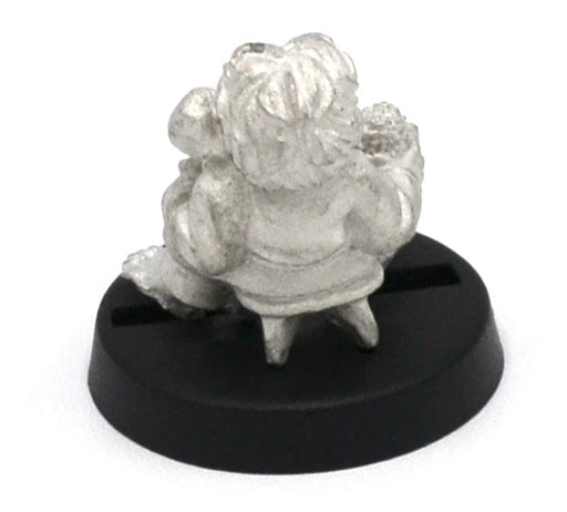 Unpainted pewter Halfling Inn Patron miniature, 17mm tall, another view