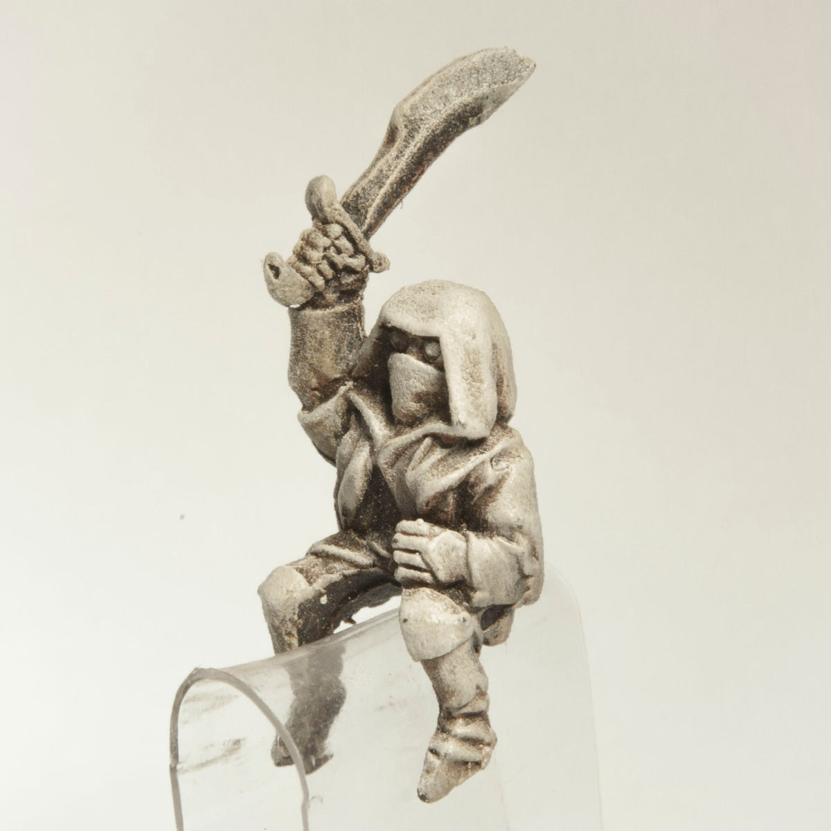 Primed pewter Gnome Shrouded Figure Rider miniature, 30mm tall