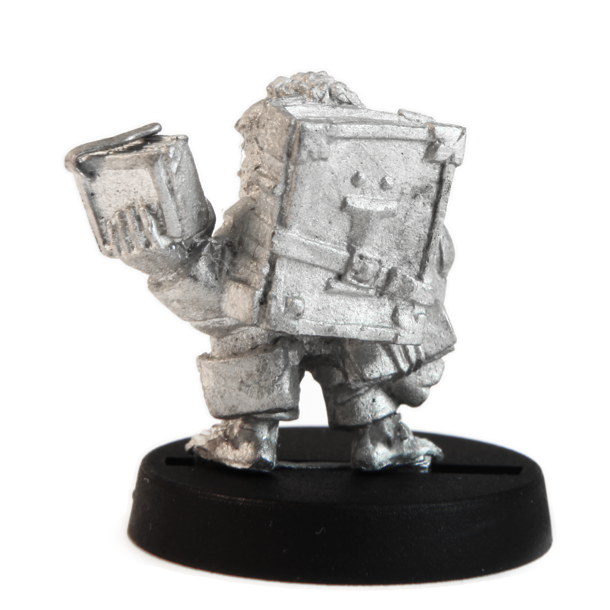 Unpainted pewter Halfling Scholar miniature, 20mm tall, another view