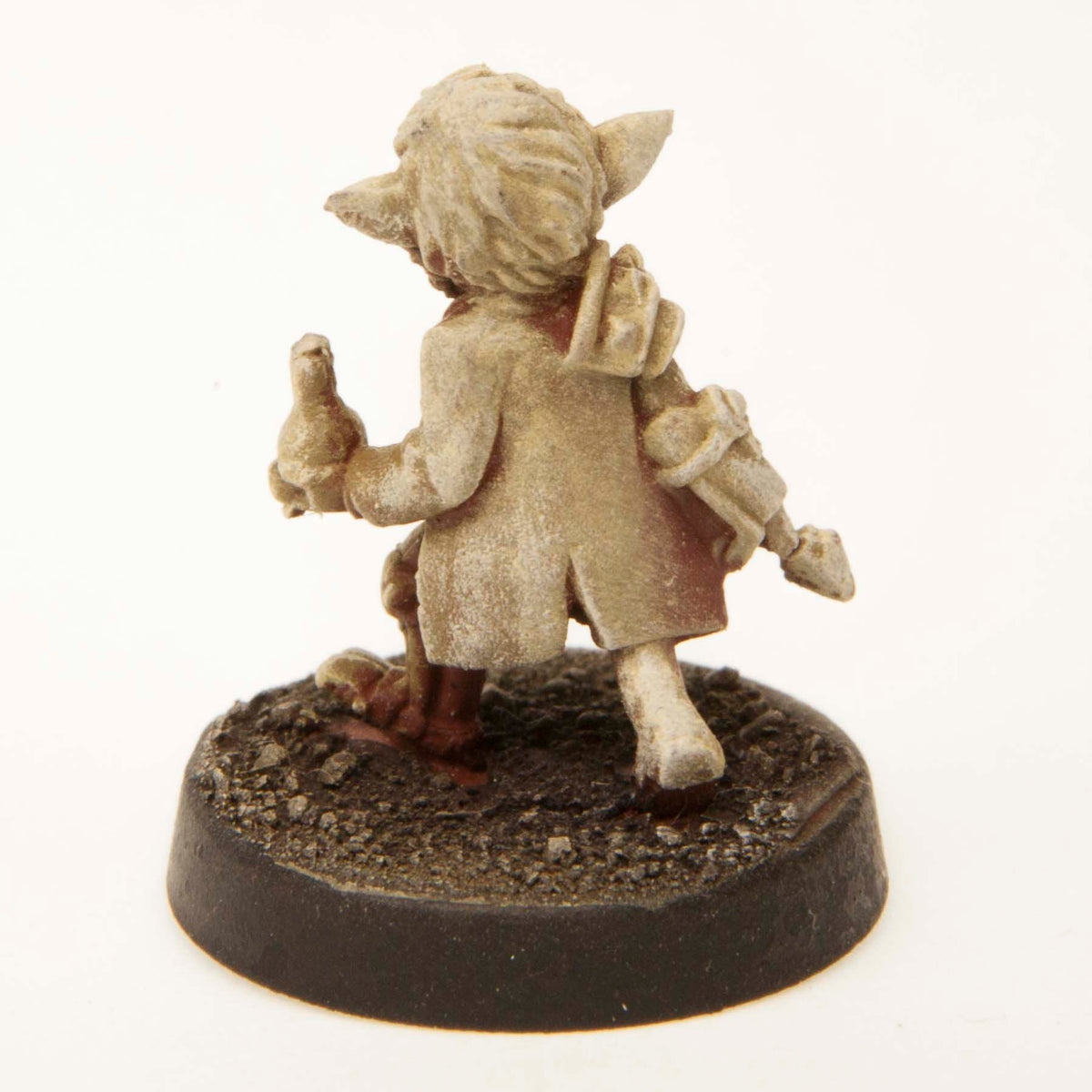 Primed pewter Gnome Mad Scientist miniature, 20mm tall