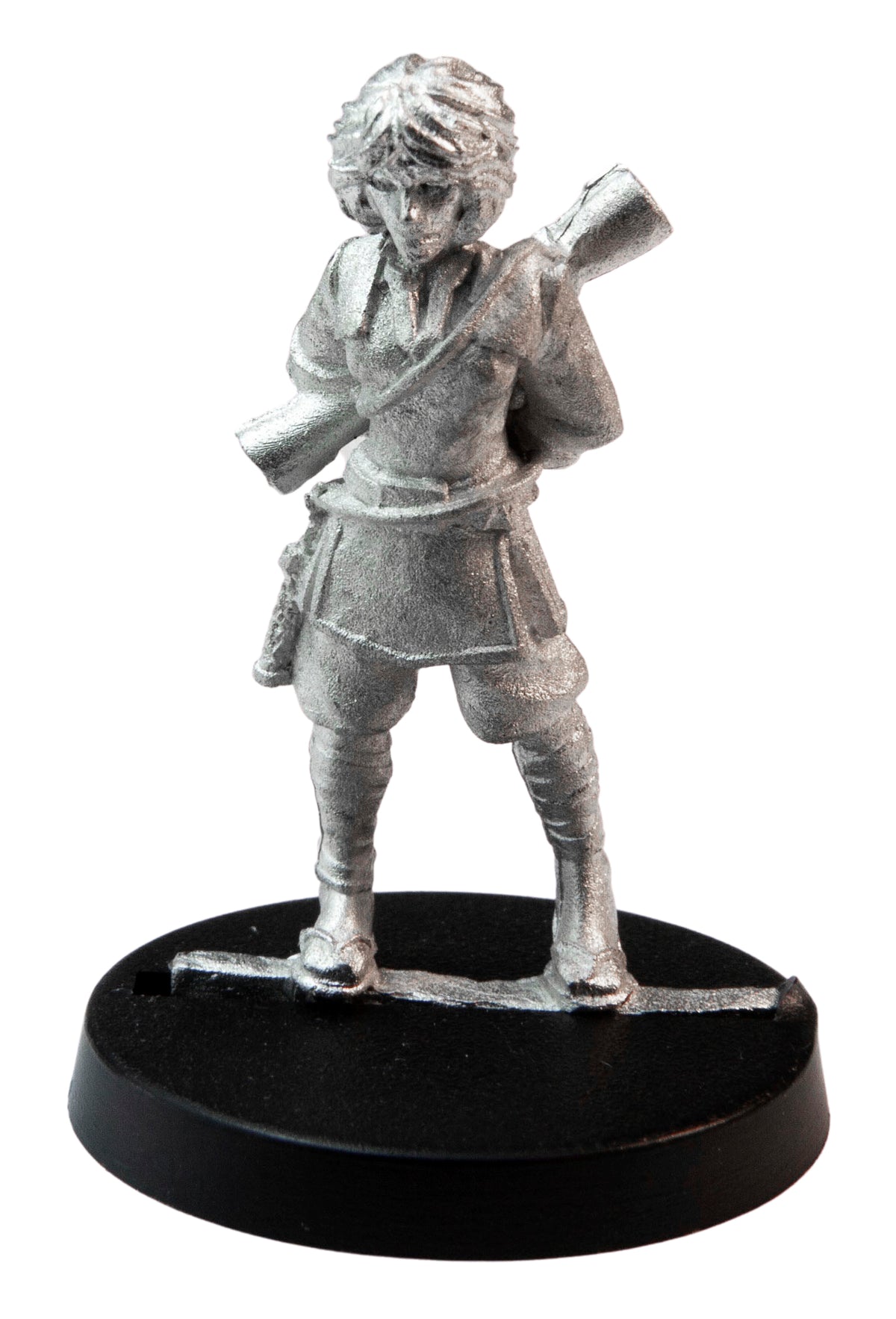 Unpainted pewter Female Human Monk miniature, 35mm tall, another view