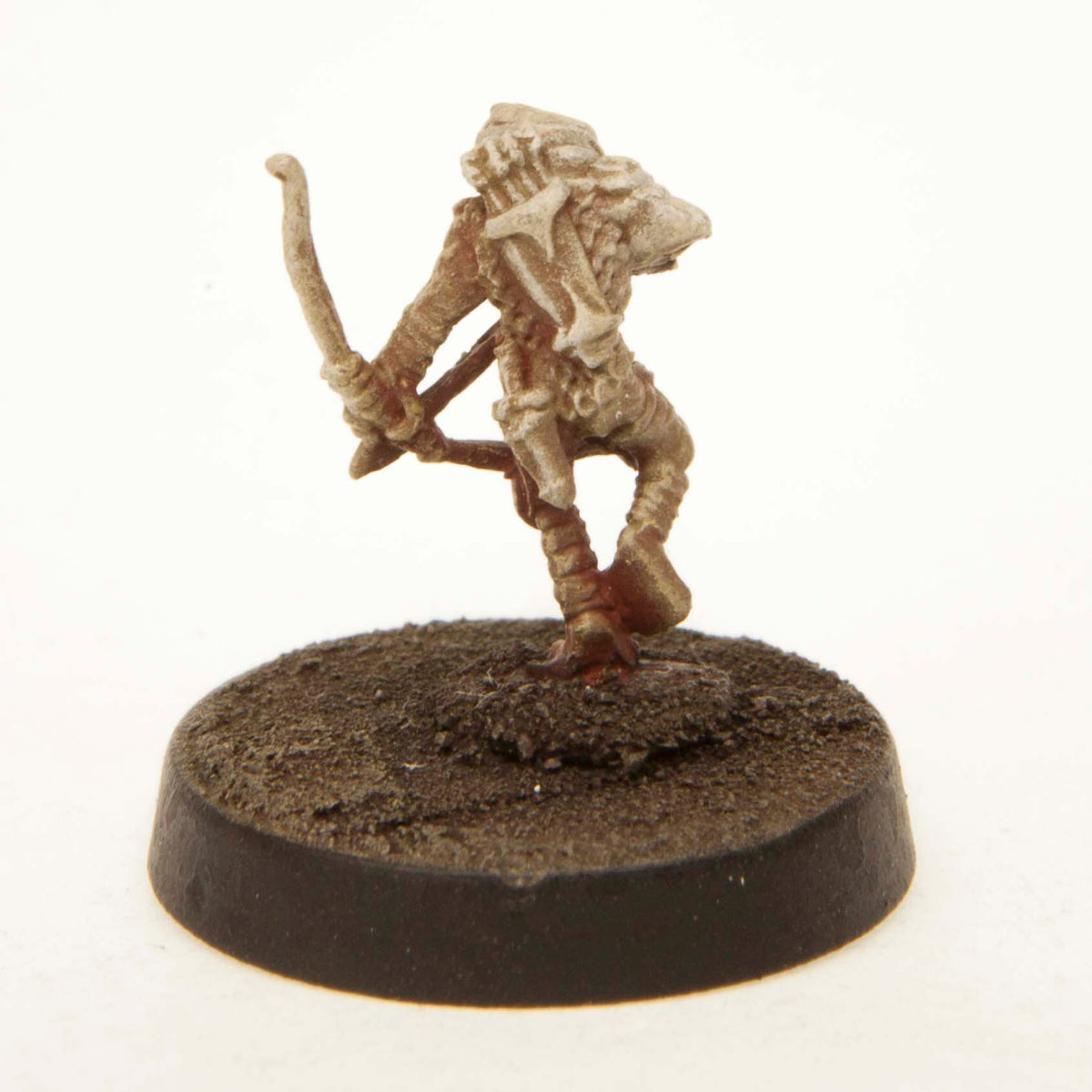 Primed pewter Grippli Archer miniature, 15mm tall, another view