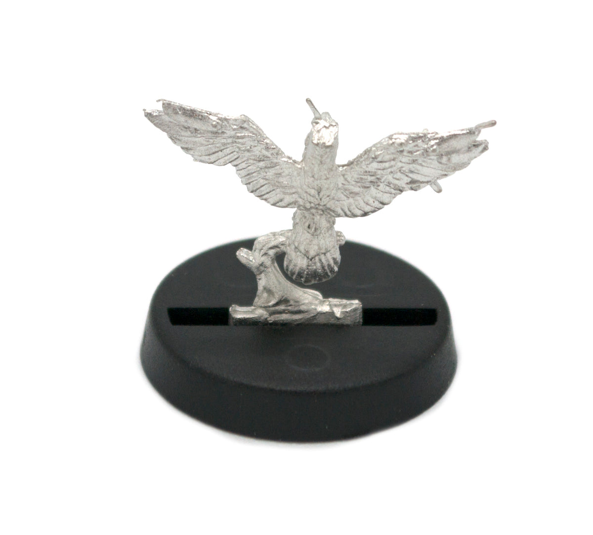 Unpainted pewter Hawk miniature, 13mm tall, another view