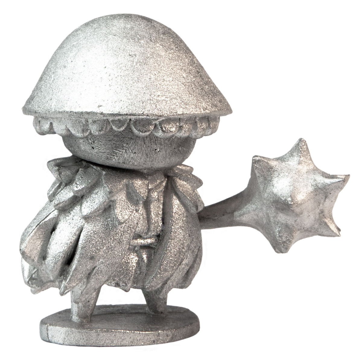 Unpainted pewter Mushroom with Sweetgum Mace miniature, 24mm tall