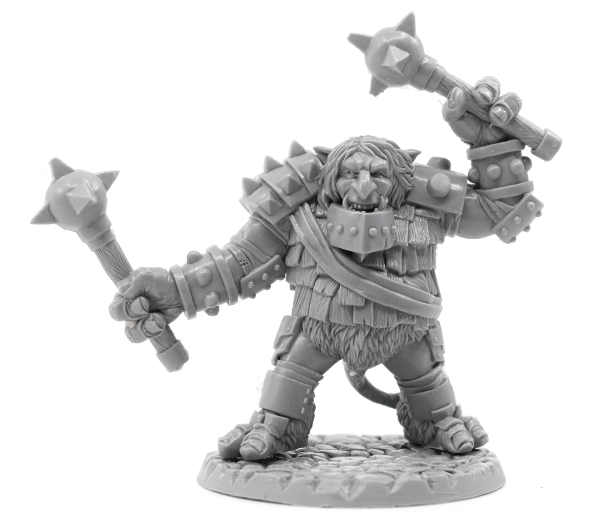 Unpainted resin Armored Troll miniature, 92mm tall, another view