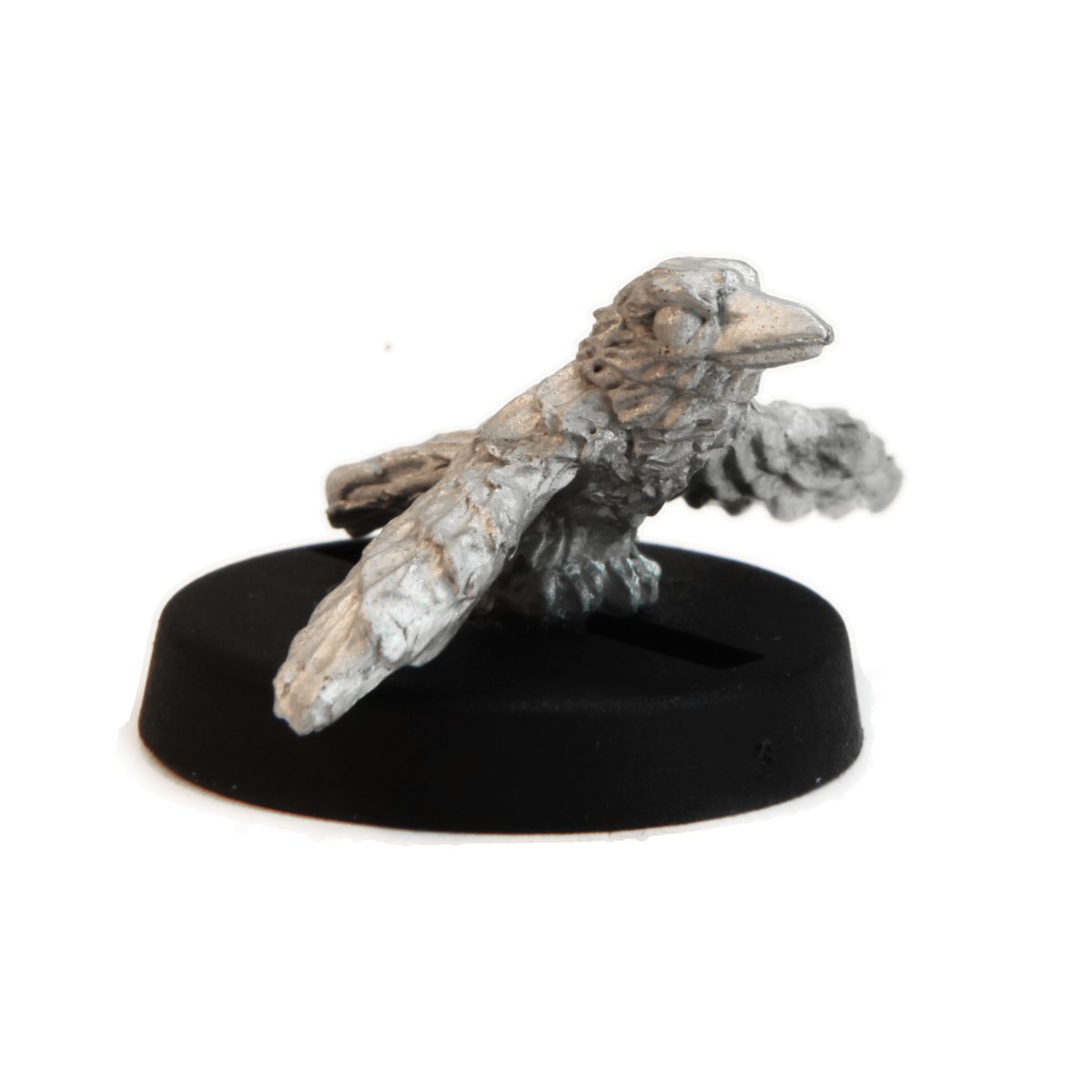 Unpainted pewter Crow miniature, 10mm tall