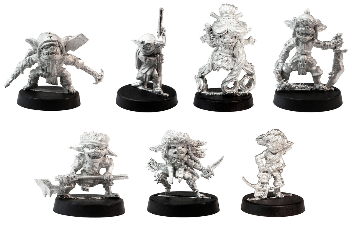 Stonehaven Adventurers 2020 - 7 Piece Otker and the Mob Set, unpainted pewter miniatures