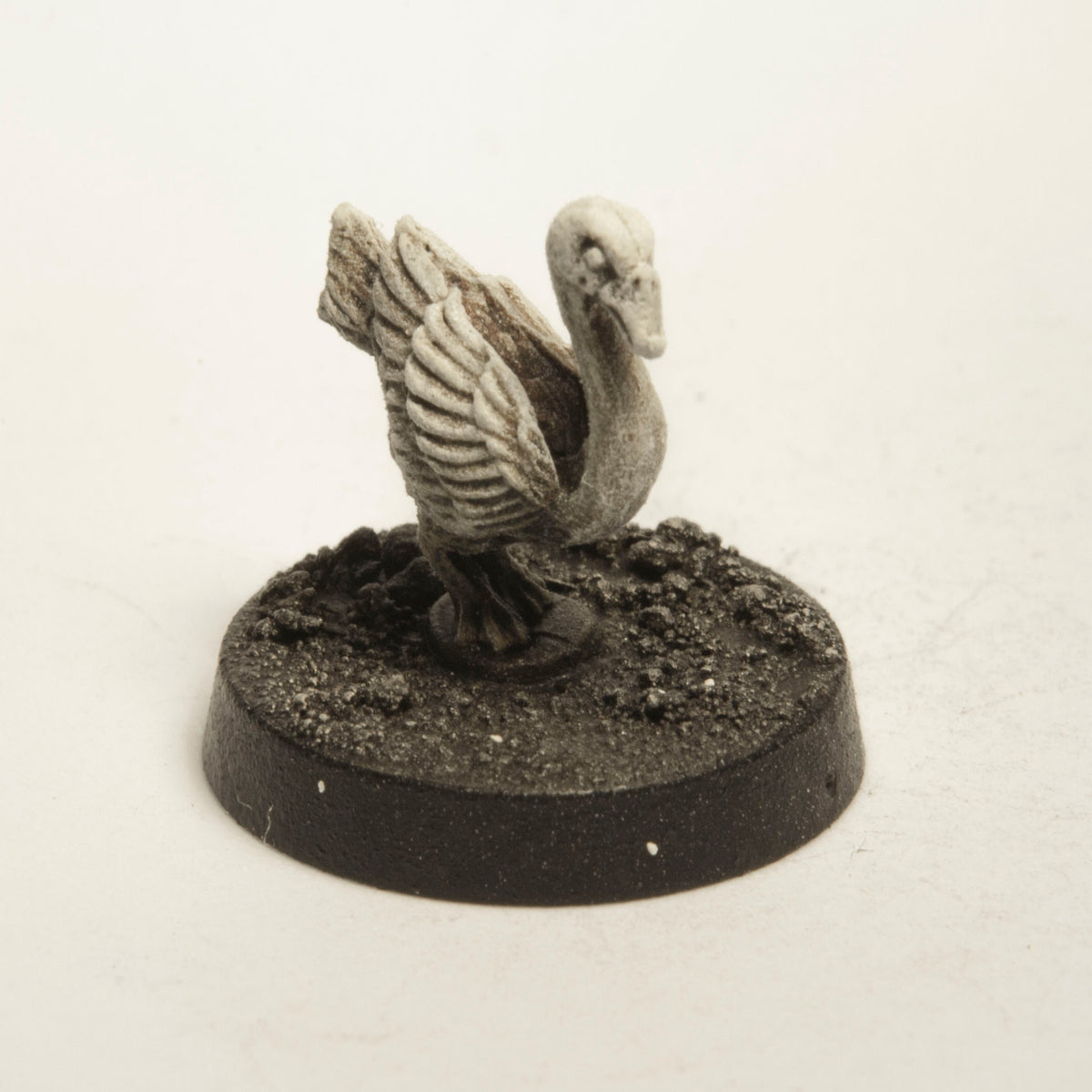 Primed pewter Swan miniature, 15mm tall