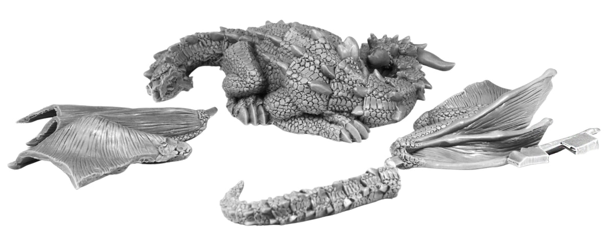 Unpainted resin Reclining Dragon miniature, 100mm, another view