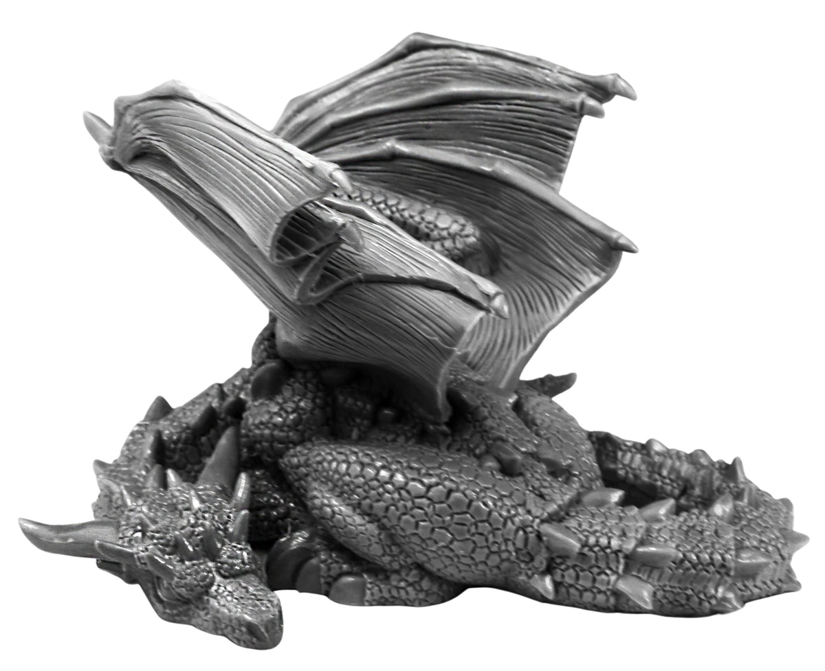 Unpainted resin Reclining Dragon miniature, 100mm, another view
