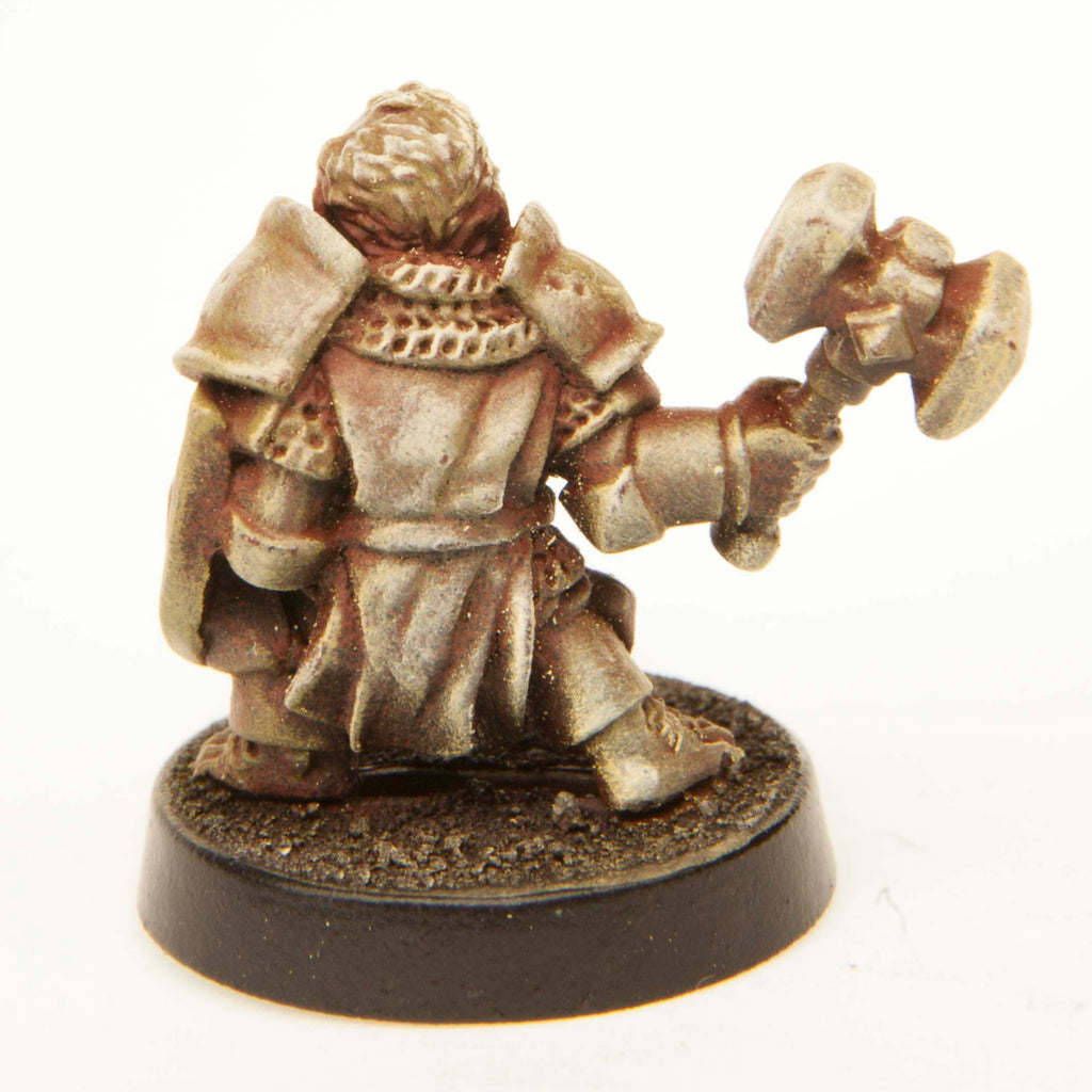 Primed pewter Halfling Paladin miniature, 22mm tall, another view