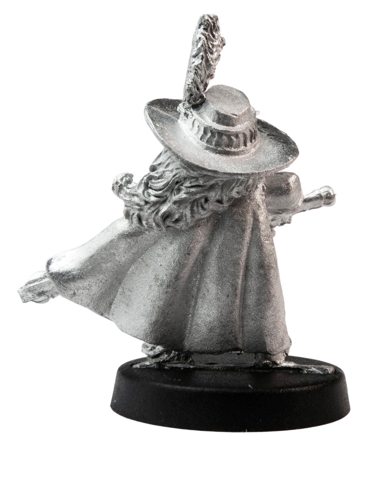 Unpainted pewter Male Gnome Swashbuckler miniature, 32mm tall, another view