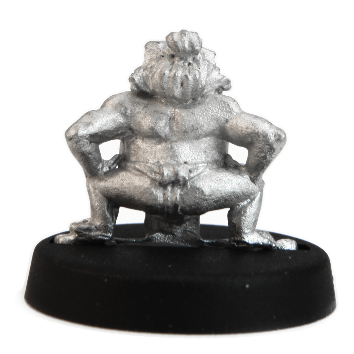 Unpainted pewter Grippli Sumo miniature, 19mm tall, another view